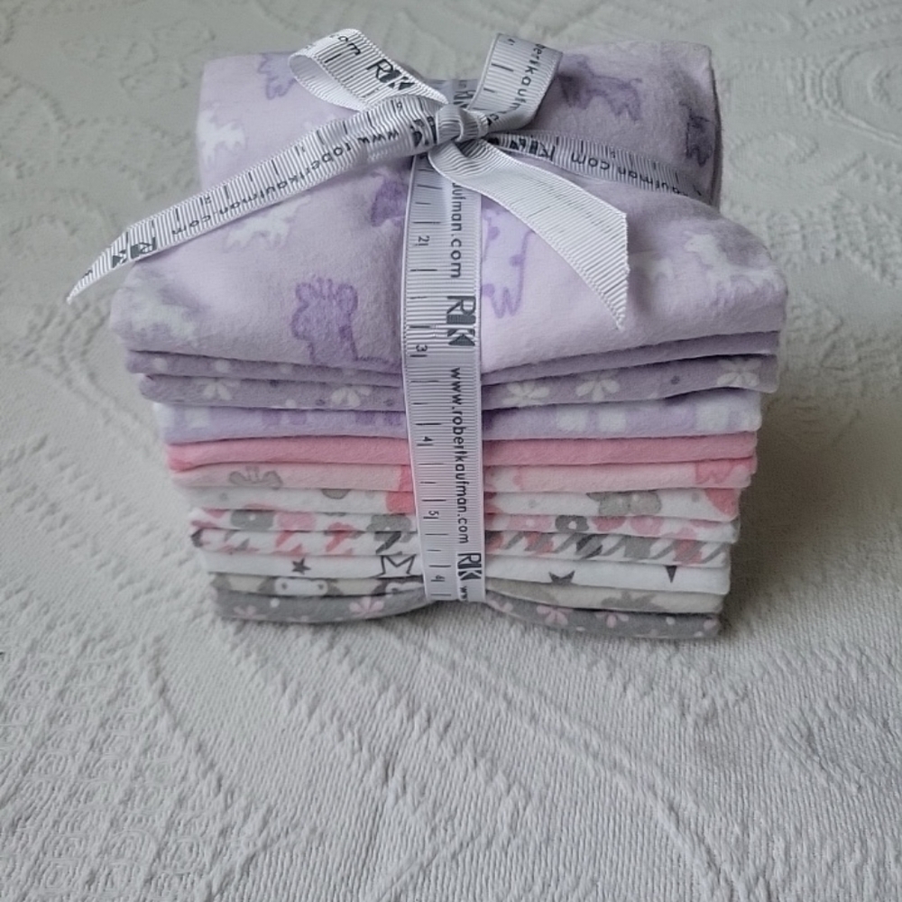 Pastel Baby Fabric Fat Quarters Bundle - Lavender & Pink Stack